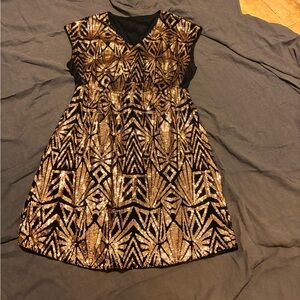 Black and Gold Sequin Party Dress